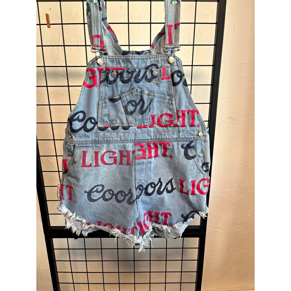 THE LAUNDRY ROOM Coors Light Denim Overall Shortalls Women's Size L